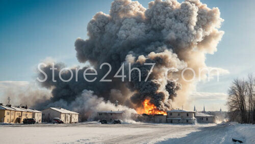 Winter Warfare Explosion Townscape Smoke