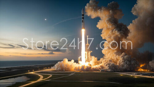 Rocket Launch at Twilight Horizon