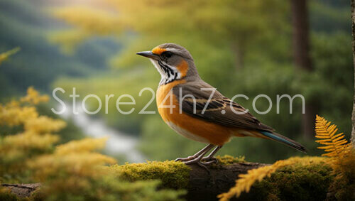 Orange-breasted Bird in Forest