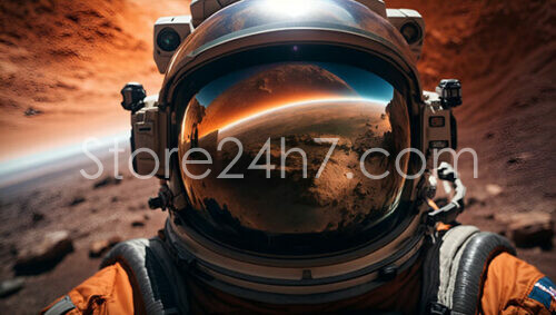 Mars Astronaut Reflects Earthrise Horizon