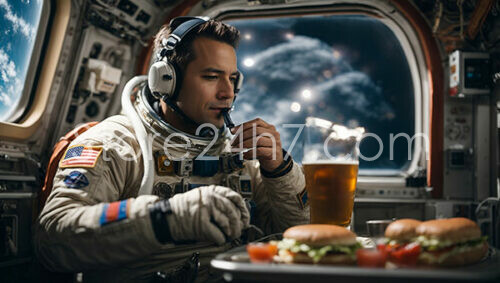 Astronaut Enjoys a Leisurely Meal in Space