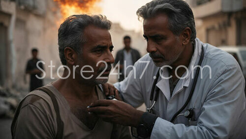 Doctor Assesses Patient After Disaster