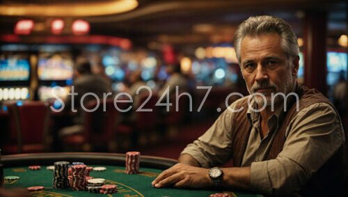 Seasoned Player Poised in Casino Ambiance
