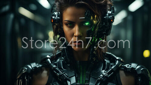 Cyborg Woman Futuristic Sci-Fi Portrait