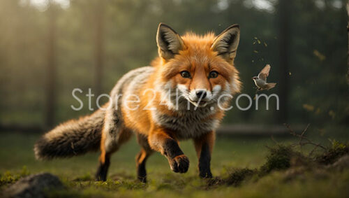 Fox and Bird in the Golden Forest