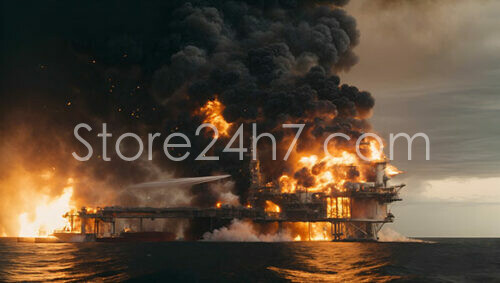 Offshore Rig Engulfed by Inferno