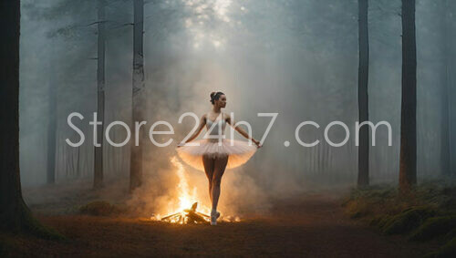 Ballet Dancer Enchants Misty Forest