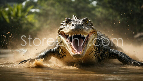 Caiman Emerges from Murky Waters
