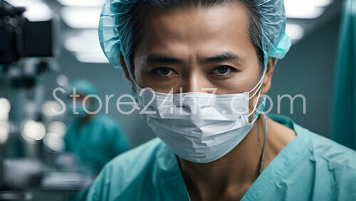Surgeon Portrait Intense Gaze Operating Room