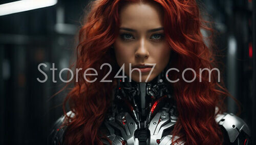 Red-Haired Cyborg Futuristic Portrait