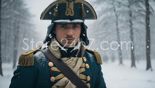 Napoleonic Officer in Snowy Forest