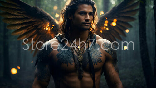 Mystical Angel Warrior in Forest