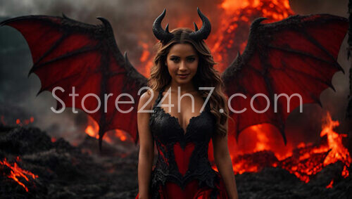 Sultry Demoness with Fiery Wings