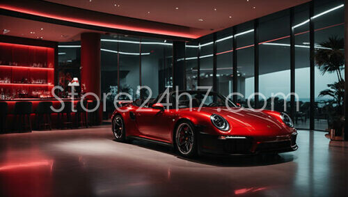 Red Accents Luxury Car Showroom