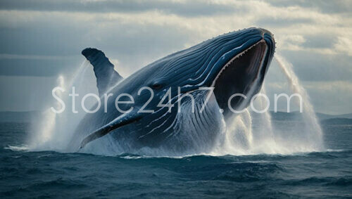 Humpback Whale Breaching the Ocean Surface