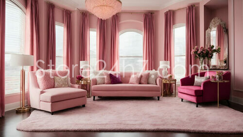 Elegant Pink Velvet Living Room