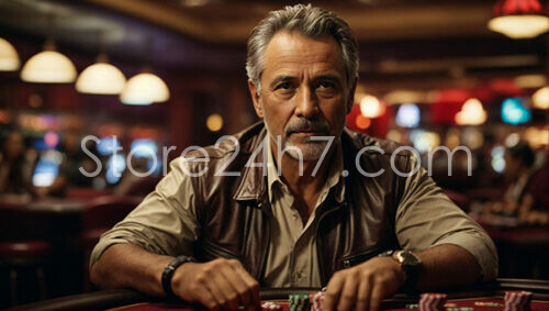 Confident Player Ready at Casino Table