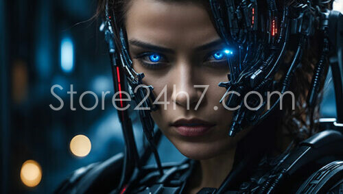 Cybernetic Woman with Glowing Eyes