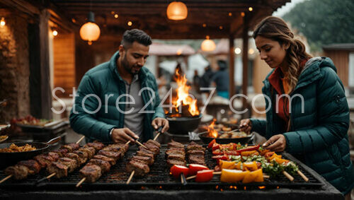 Cozy Outdoor Barbecue Grilling Feast