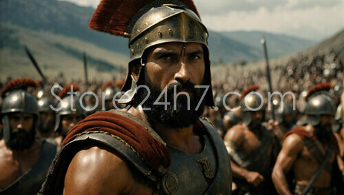 King Leonidas stands firm with his Spartan warriors
