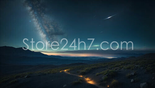 Starry Night Over Illuminated Trail