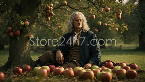 Newtonian Epiphany Under Apple Tree