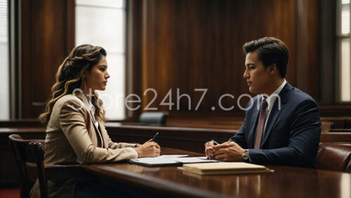 Attorneys Discussing in a Courtroom Setting