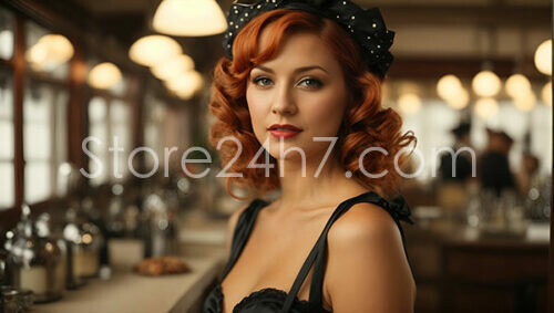 Vintage Redhead Pin-Up Diner Style