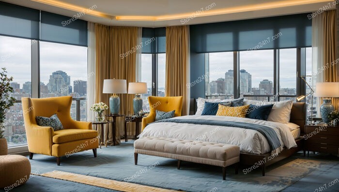 Chic Bedroom Interior City View