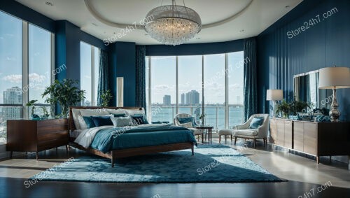 Coastal Elegance Blue Bedroom Panorama