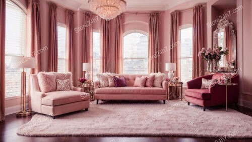 Elegant Pink Velvet Living Room