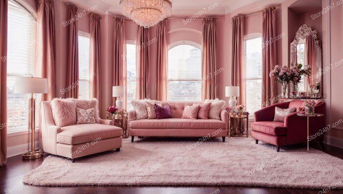 Elegant Pink Velvet Living Room