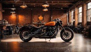 Industrial Loft Motorcycle Showroom Atmosphere