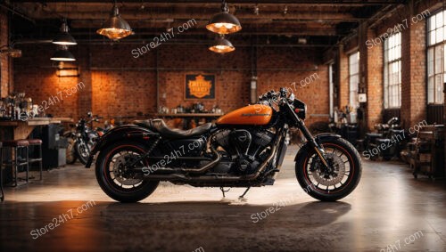 Industrial Loft Motorcycle Showroom Atmosphere