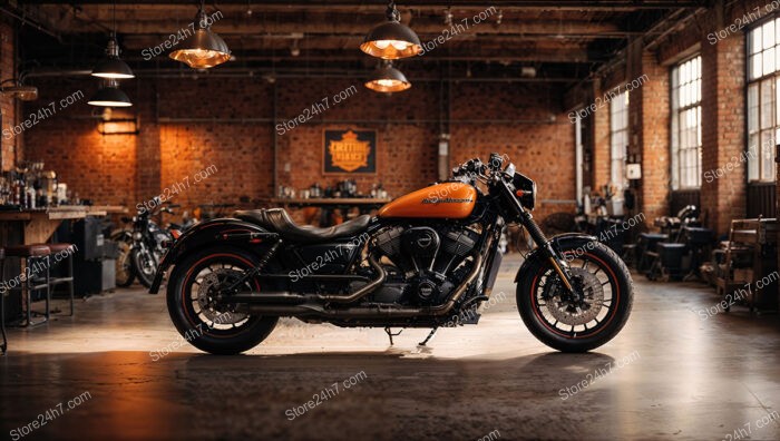 Industrial Loft Motorcycle Showroom Atmosphere