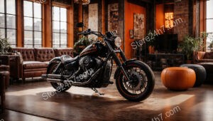 Industrial Motorcycle Showroom Interior Design