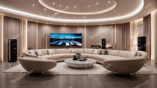 Luxurious Living Room with Curved Sofa