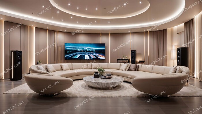 Luxurious Living Room with Curved Sofa