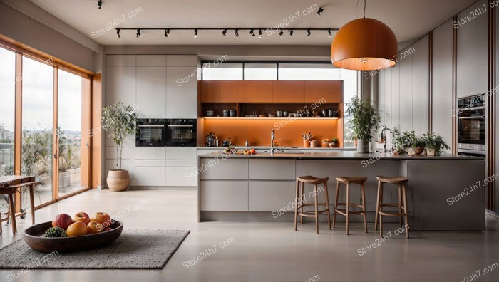 Modern Kitchen with Orange Accents