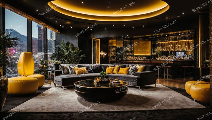 Modern Lounge with Gold Accents Elegance