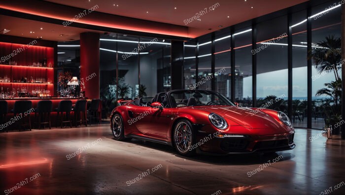 Red Accents Luxury Car Showroom