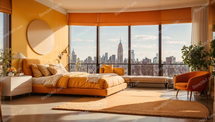 Sunny Bedroom with Iconic Cityscape View