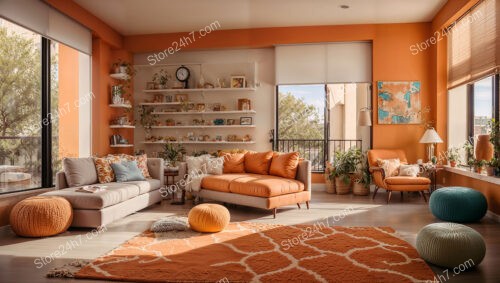 Sunny Orange Modern Living Room