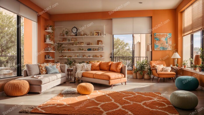 Sunny Orange Modern Living Room