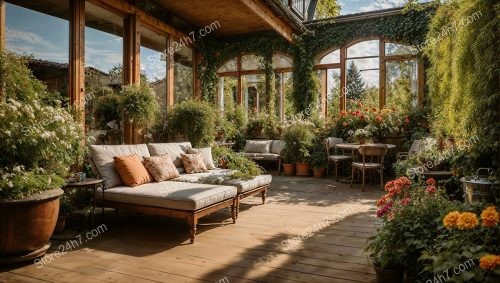 German Home Wood Deck Garden