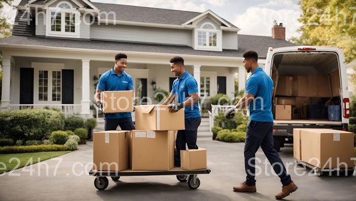 Efficient Moving Team Loads Boxes