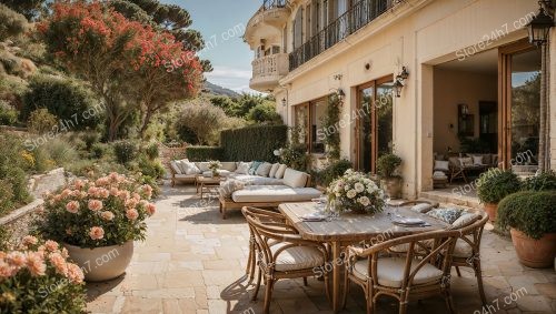 French Riviera Luxury Garden Scene