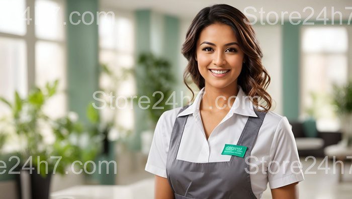 Confident Professional Cleaner Welcoming Smile