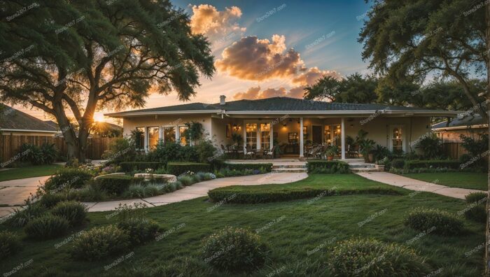 Sunset Ambiance at a Lush Suburban Single Family Home