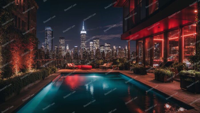 New York Rooftop Pool Evening